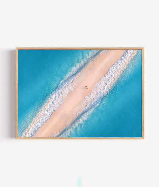 Aerial Sandbar Print, Tropical Ocean Photography Wall Art Poster, Coastal Beach Decor