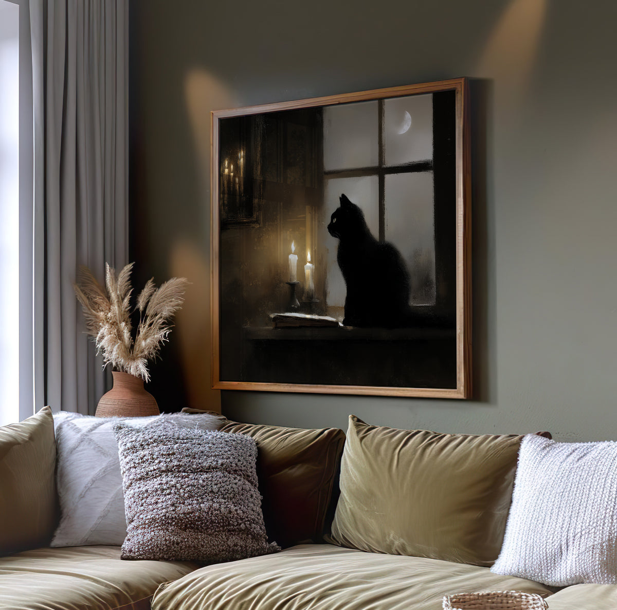 Black Cat Print - Spooky Wall Art - Gothic Witch Poster