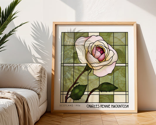 Rennie Mackintosh Rose Print – Floral Wall Art - Art Deco Poster