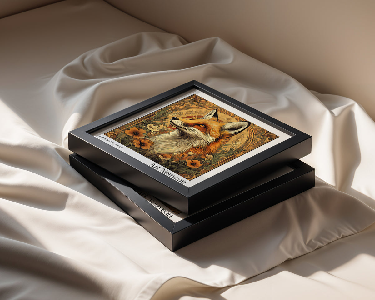 Fox Art Nouveau Print - Art Deco Poster - Vintage Floral Wall Art