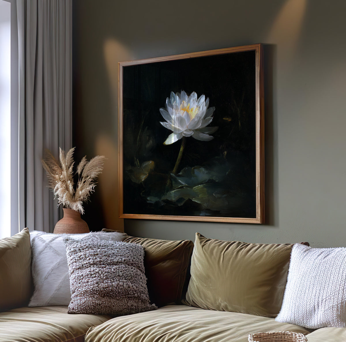 White Lotus Print – Gothic Botanical Wall Art - Dark Academia Poster