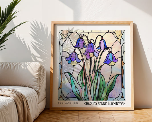 Rennie Mackintosh Bluebells Print – Botanical Wall Art - Art Deco Poster