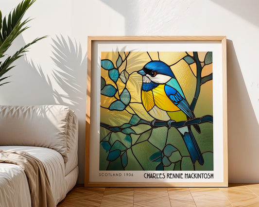 Rennie Mackintosh Stained Glass Decor - Art Nouveau Poster - Bird Wall Art