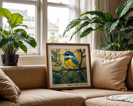 Rennie Mackintosh Stained Glass Decor - Art Nouveau Poster - Bird Wall Art