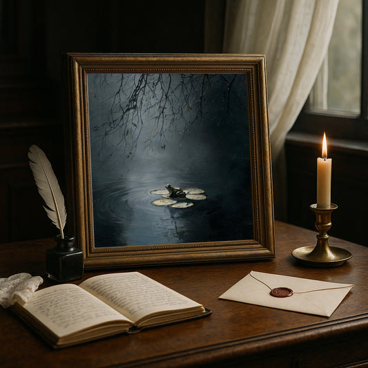 Dark Lake Print – Gothic Decor Poster - Frog Wall Art