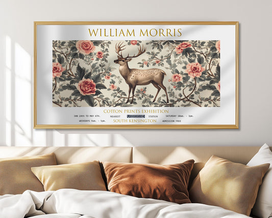 William Morris Stag Print: Vintage Floral Panoramic Wall Art