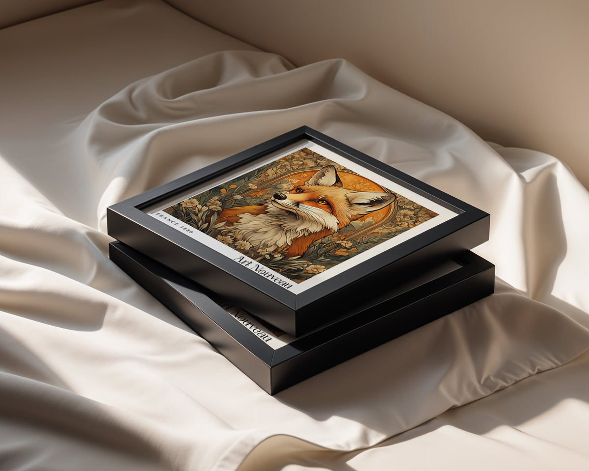 Fox Art Nouveau Print - Vintage Floral Wall Art - Art Deco Poster