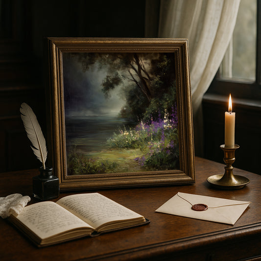 Moody Lake Print -Dark Academia Poster - Whimsical Wall Art