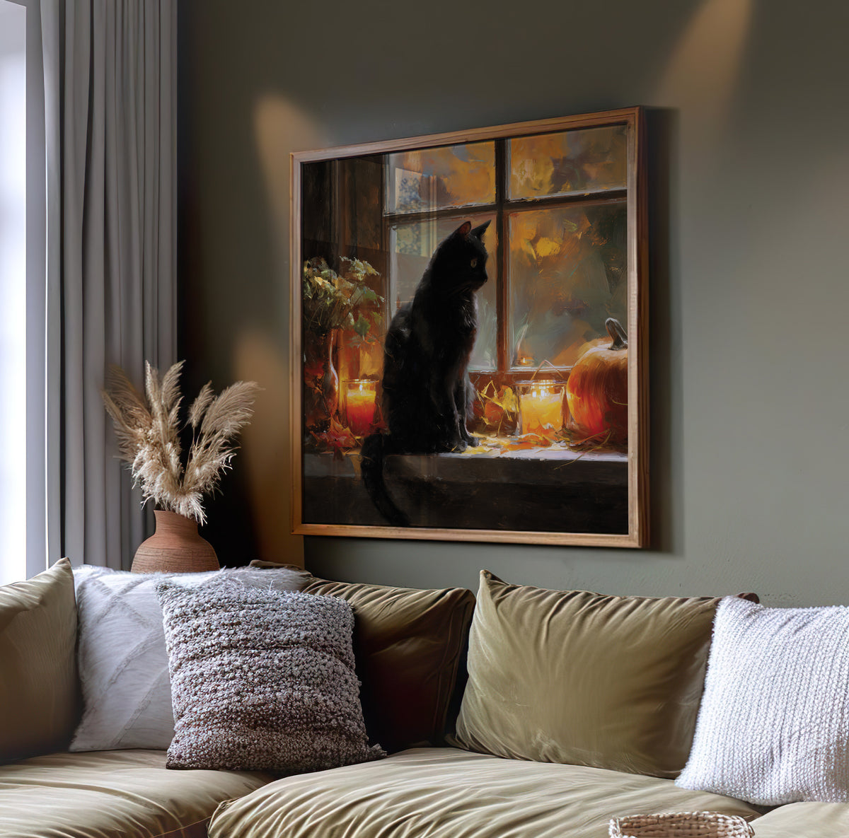 Black Cat Print - Gothic Decor - Halloween Witchy Wall Art