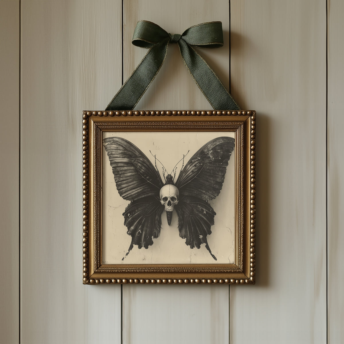 Skull Butterfly Print - Gothic Macabre Wall Art - Dark Academia Poster