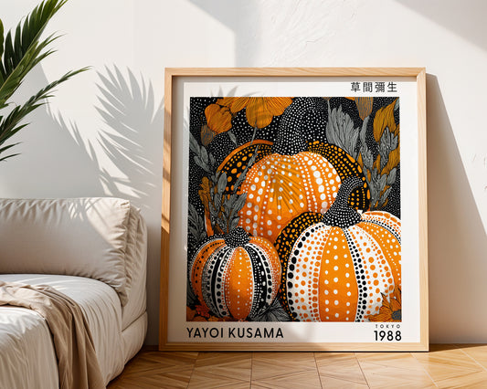 Yayoi Kusama Inspired Pumpkin Print | Japanese Polka Dot Wall Art
