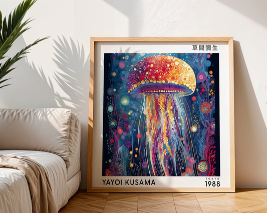 Yayoi Kusama Inspired Jellyfish Print | Colourful Japanese Ocean Wall Art