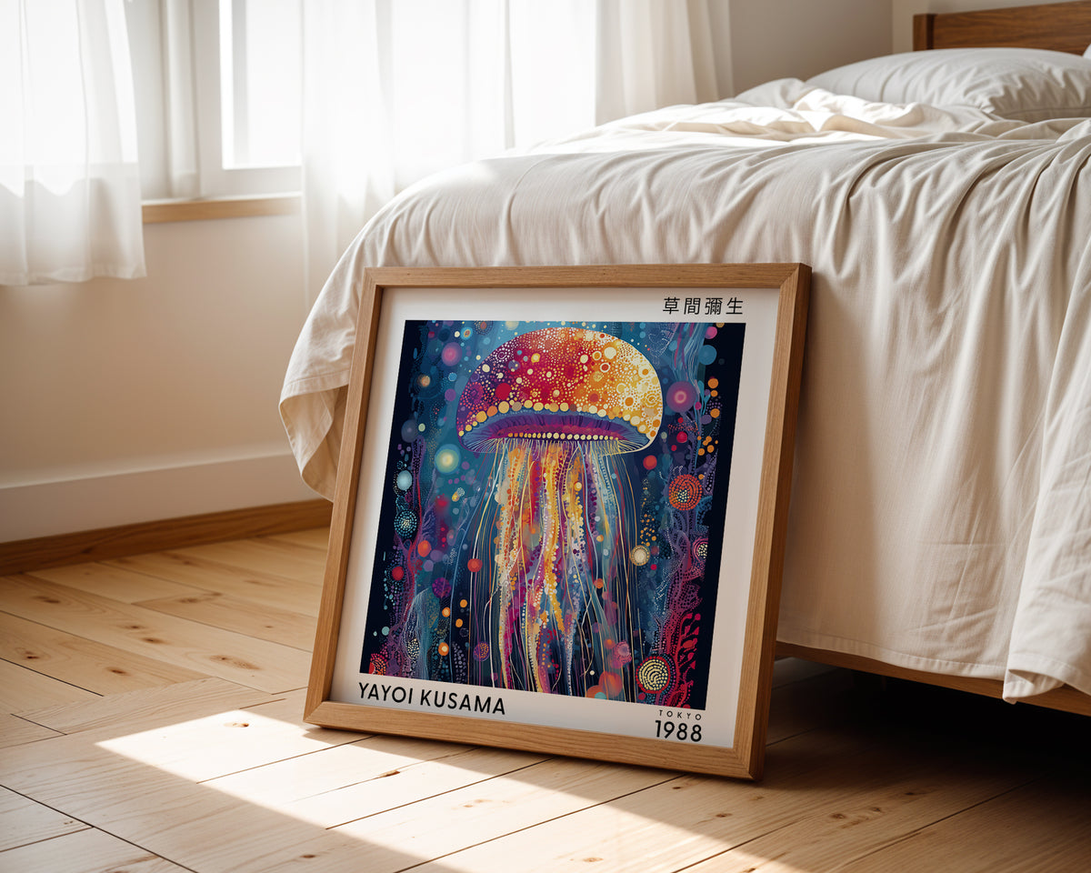 Yayoi Kusama Inspired Jellyfish Print | Colourful Japanese Ocean Wall Art