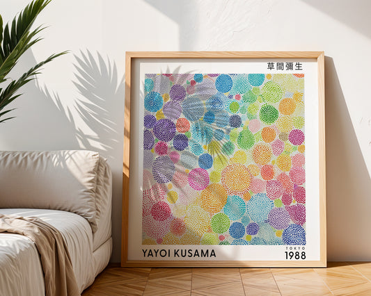 Yayoi Kusama Inspired Colourful Polka Dot Print | Japanese Abstract Wall Art