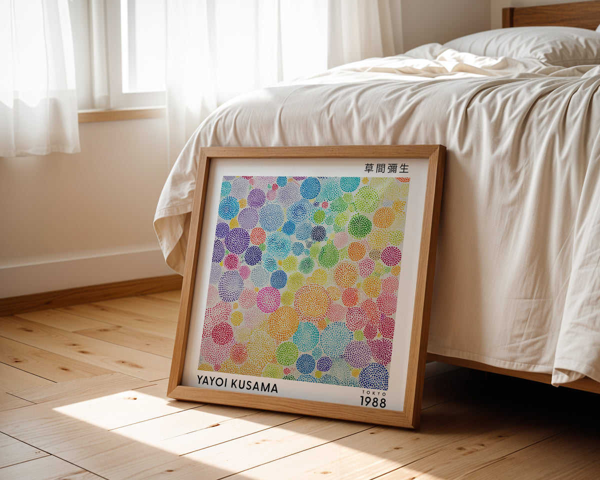 Yayoi Kusama Inspired Colourful Polka Dot Print | Japanese Abstract Wall Art