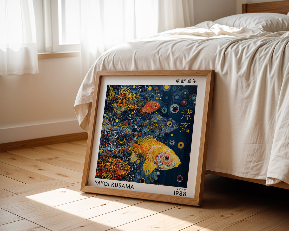 Yayoi Kusama Inspired School of Fish Print | Japanese Ocean Polka Dot Wall Art