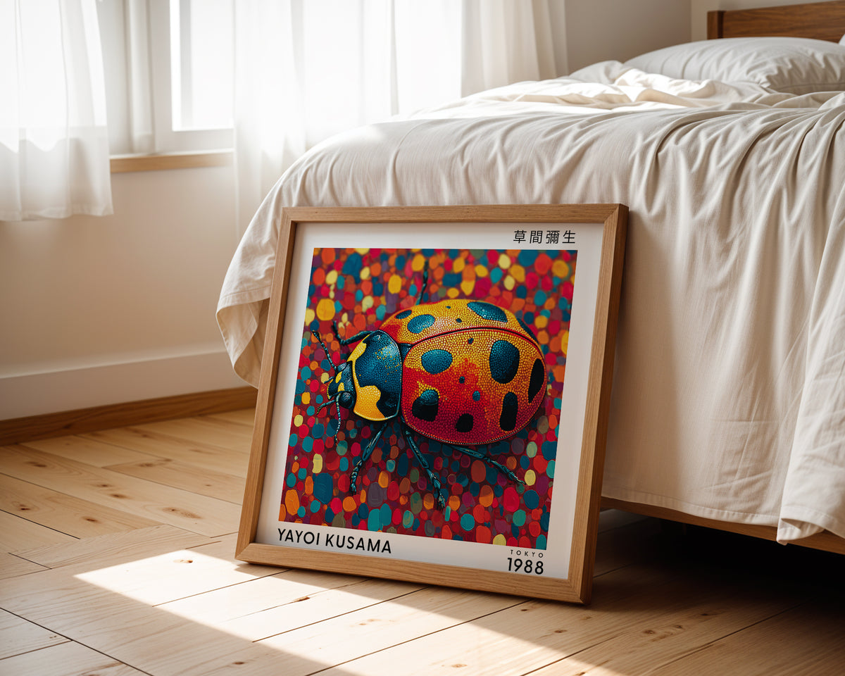 Yayoi Kusama Inspired Colourful Ladybird Print | Japanese Polka Dot Wall Art