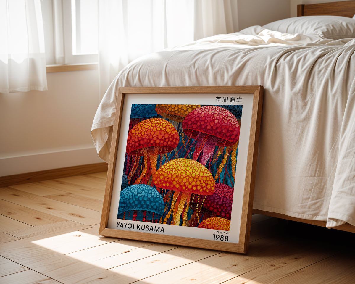 Yayoi Kusama Inspired Colourful Jellyfish Print | Japanese Polka Dot Ocean Wall Art