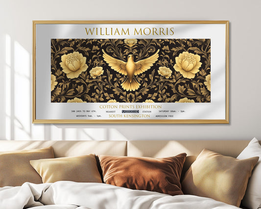 William Morris Hummingbird Print: Vintage Botanical Panoramic Wall Art