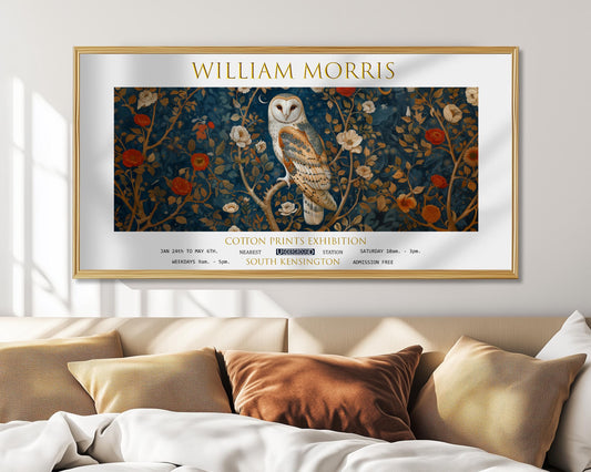William Morris Owl Print: Vintage Floral Botanical Art