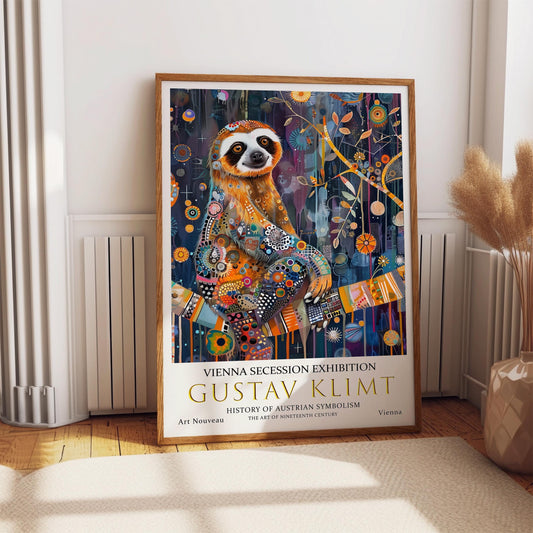 Gustav Klimt Print – Art Nouveau Poster Featuring Klimt Sloth Artwork on Premium Paper