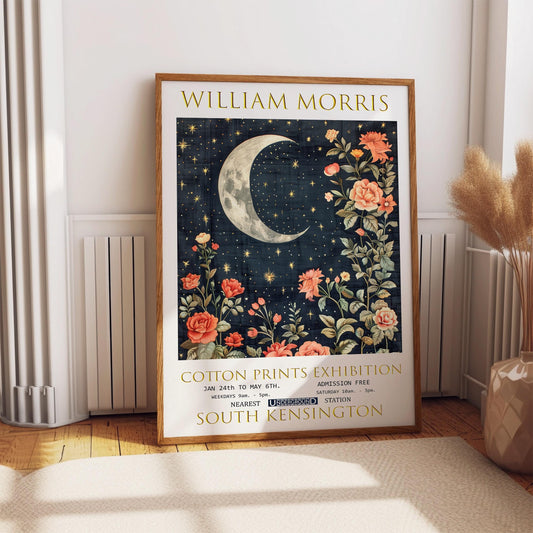 William Morris Poster - Vintage Floral Moon Artwork | Botanical Wall Art Print