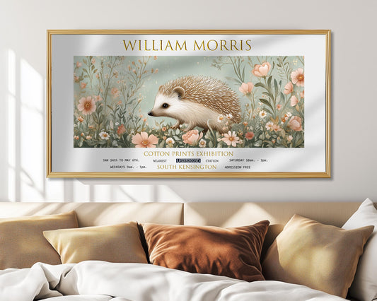 Print, William Morris Hedgehog, Vintage Botanical Panoramic Wall Art
