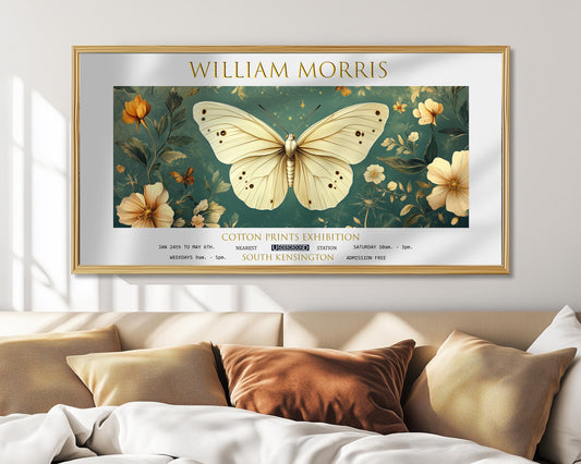 William Morris Butterfly Print: Vintage Floral Panoramic Wall Art