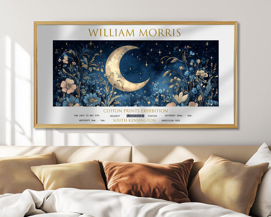 William Morris Moon & Stars Art Print: Vintage Panoramic Wall Decor