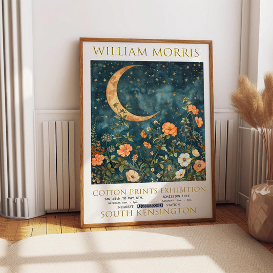 William Morris Moon & Stars Print: Vintage Floral Wall Art