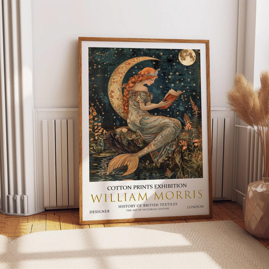 William Morris Mermaid Print: Vintage Moonlit Fantasy Wall Decor