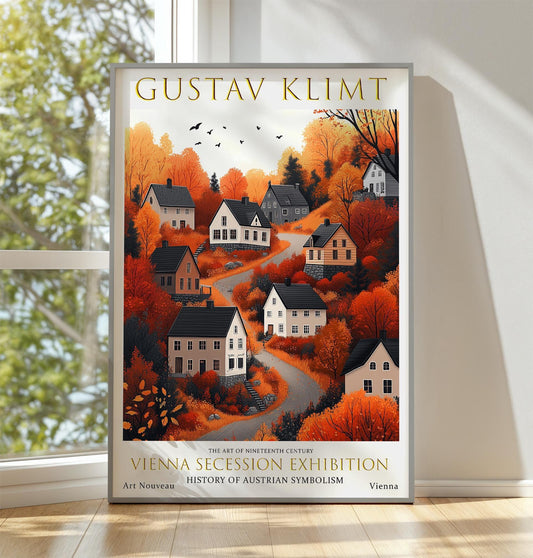Gustav Klimt Print – Art Nouveau Wall Art | Vintage Autumn Village Poster