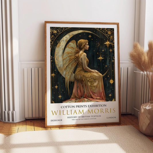William Morris Fairy Print: Celestial Moon & Stars Art