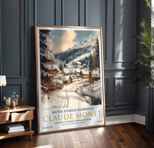 Monet Winter Village Print: Impressionist Winter Wall Art