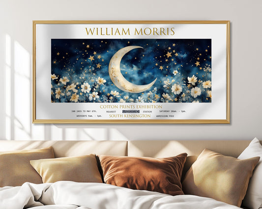 William Morris Print – Vintage Panoramic Print – Moon and Stars Print