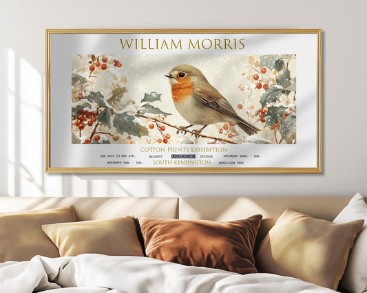 Print: William Morris Robin and Holly, Panoramic Wall Art