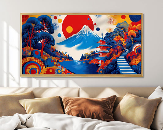 Japanese Mount Fuji Panoramic Print – Abstract Wall Art – Japanese Landscape
