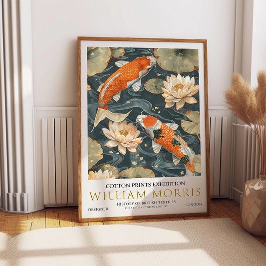 William Morris Koi Fish Print: Vintage Floral Wall Art