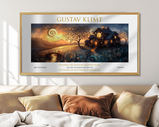 Gustav Klimt Cottage Sunset Art Nouveau Print: Fine Art Paper