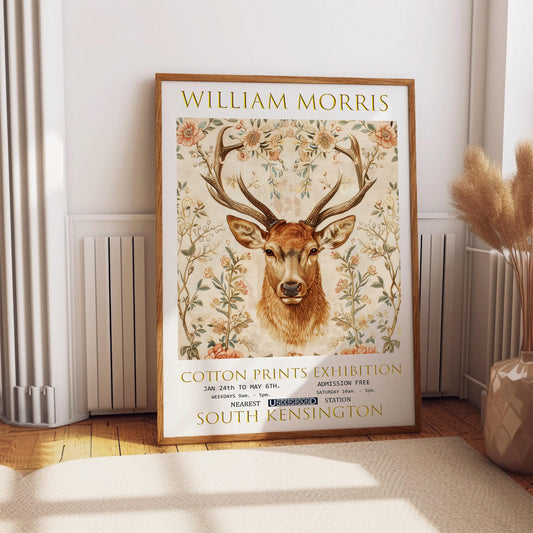 Stag Wall Art, Vintage William Morris Poster, Living Room Wall Art