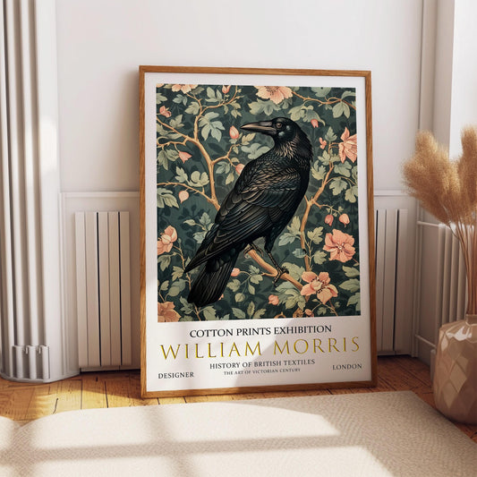 William Morris Raven Art Print: Vintage Floral Textile Design