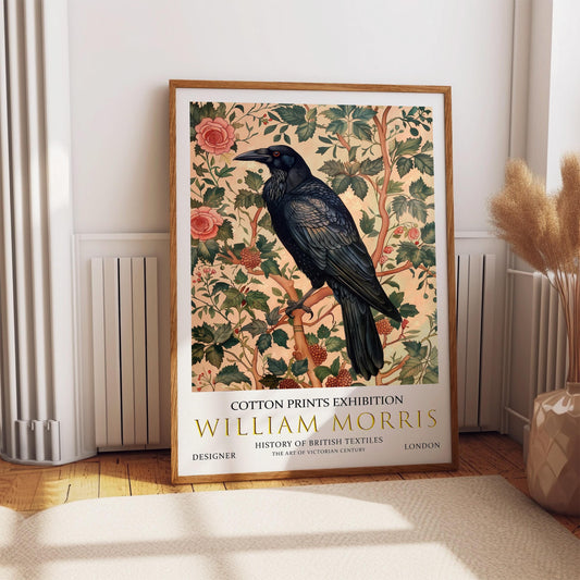 William Morris Raven Print: Vintage Floral Textile Art