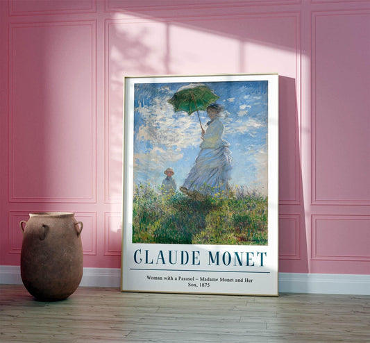 Monet Woman with Parasol Print: Vintage French Impressionist Decor