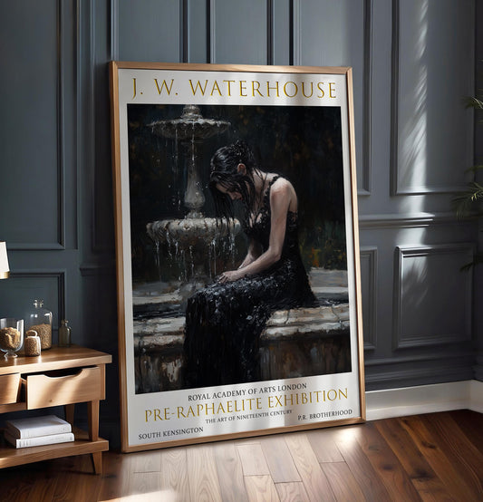 Waterhouse Fountain Lady Art Print: Pre-Raphaelite Vintage Decor