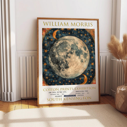 William Morris Poster - Vintage Wall Art | Moon and Stars Print on Premium Matte Paper