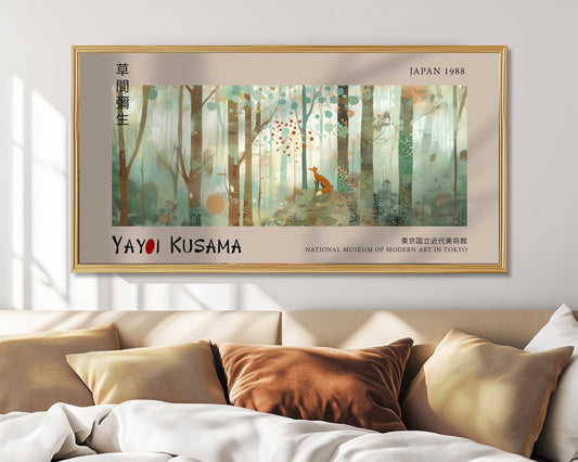 Yayoi Kusama Panoramic Print – Fox in Forest – Japanese Wall Art