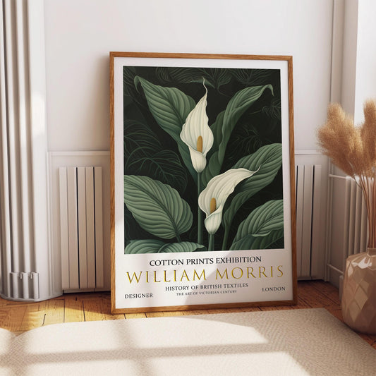 William Morris Print – Vintage Peace Lily Botanical Art on Premium Matte Paper