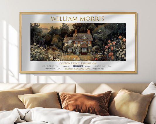Print, William Morris Panoramic Botanical, English Cottage Wall Art