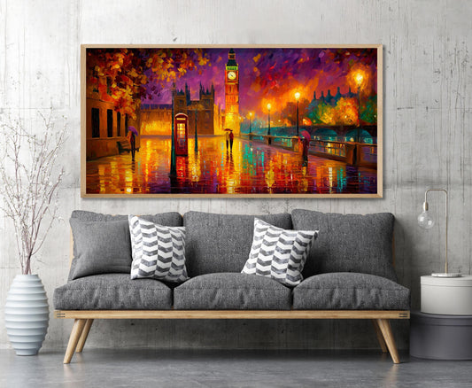 London Impressionist Oil Painting Panoramic Print