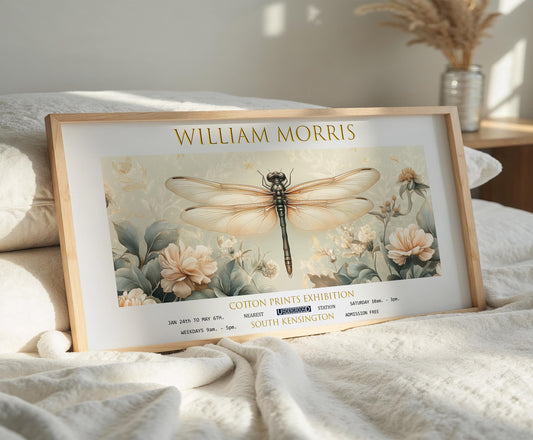 William Morris Dragonfly Art Print: Vintage Botanical Wall Decor